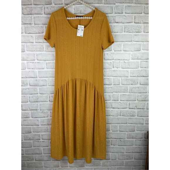 New West Kei  Dress Size Small Yellow Flowing Fall Dress - Picture 1 of 6